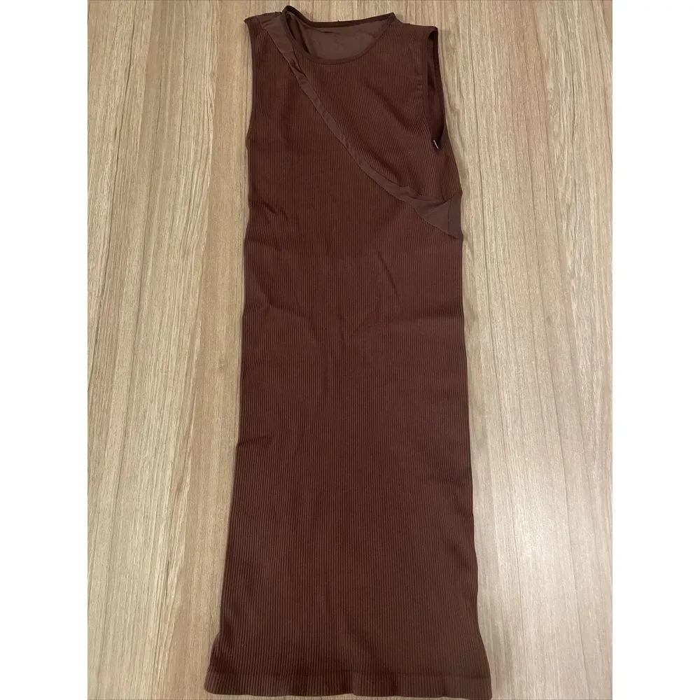 Free People Intimately Dress Size M/L Chocolate/Brown Fitted‎ Stretch NWOT